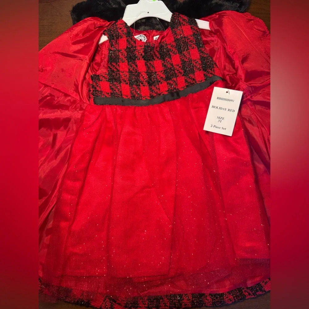 Blueberi Boulevard Red and Black Plaid Girls Cape Coat